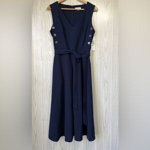 Calvin Klein Womens Jumpsuit Blue Indigo Jumper Size 12 Tank Top Wide Leg Belted